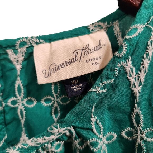 Universal Thread Flounce Embroidered Ruffle Blouse Green XXL Women's - Picture 5 of 6